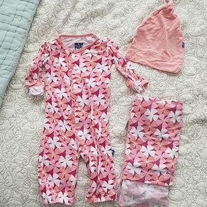 Kickee pants floral o-3 months set
